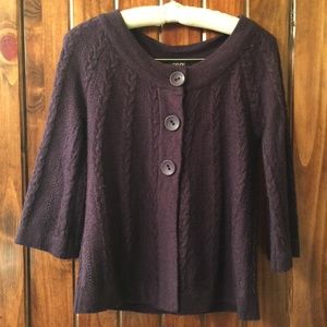 Fylo Angora Blend Sweater 3/4 Sleeve Cardigan Plum
